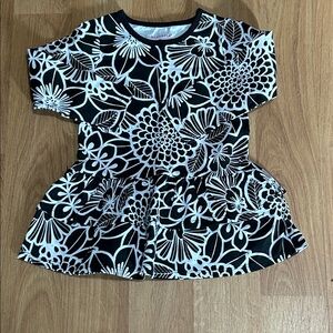 healthtex Black and White Floral Peplum Dress Size 24 Months NWOT